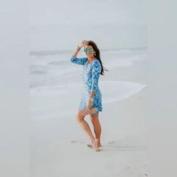 Lilly Pulitzer Nila Striped Blue Shift Dress Sz M - Picture 6 of 12